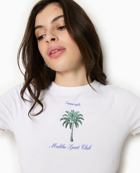 T-shirt ajusté avec print blanc - Pimkie