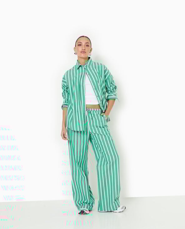 Pantalon rayé esprit pyjama d'homme vert - Pimkie
