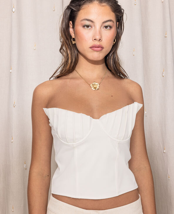 Top bustier avec balconnets coquillages blanc - Pimkie