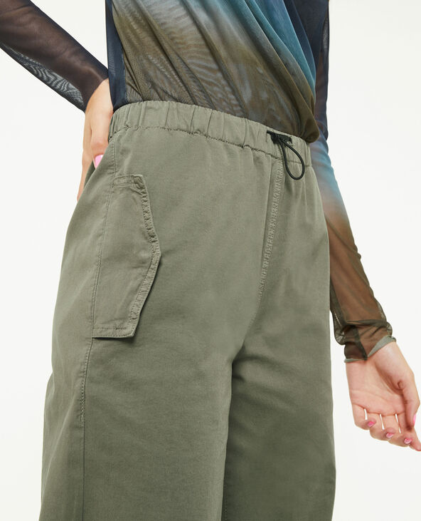 Pantalon parachute bas élastiqués vert kaki - Pimkie