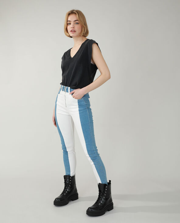 Jean skinny high waist bicolore bleu - Pimkie