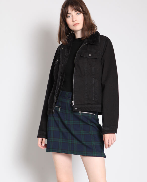 Veste col mouton noir clearance