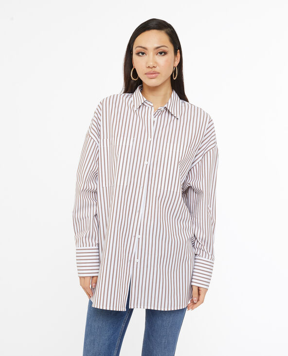 Chemise oversize rayée façon pyjama d'homme marron - Pimkie