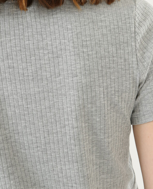T-shirt col croisé gris chiné - Pimkie