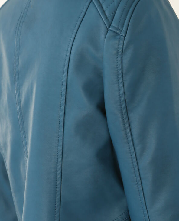Veste en simili cuir bleu foncé - Pimkie