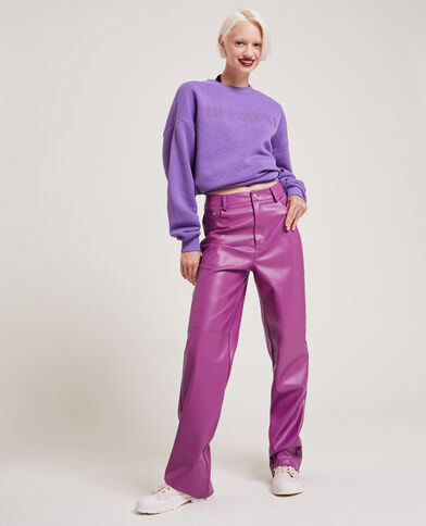 Pantalon droit en simili cuir violet - Pimkie