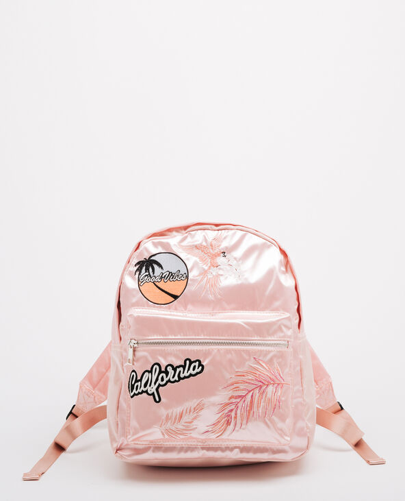 Sac à dos satin brodé rose - Pimkie