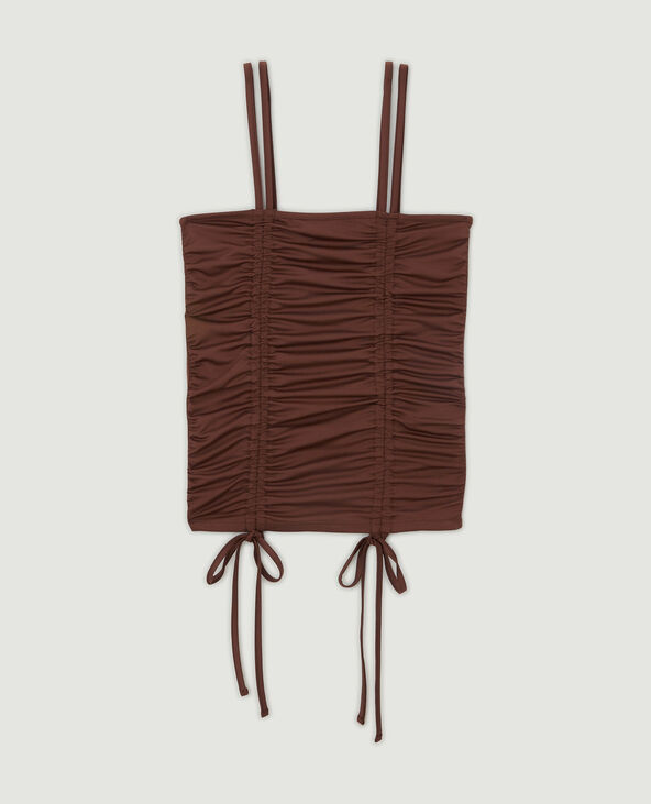 Top avec liens coulissés marron - Pimkie