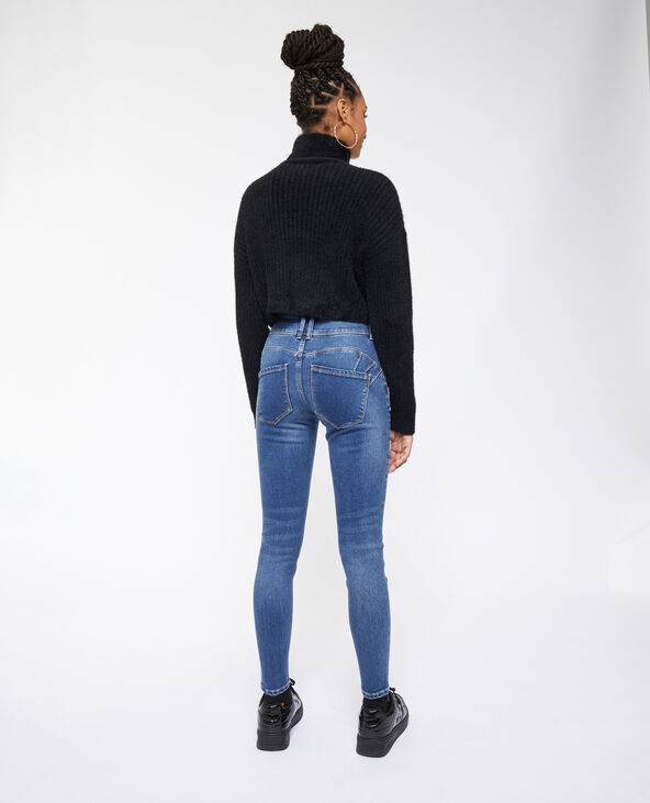 Jean skinny push-up avec double bouton bleu - Pimkie