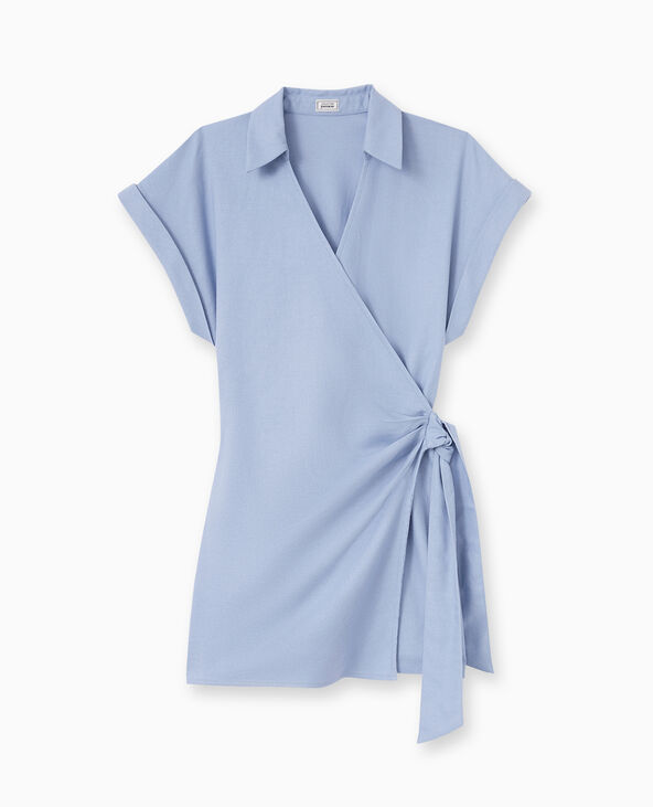 Combishort portefeuille effet drapé bleu - Pimkie
