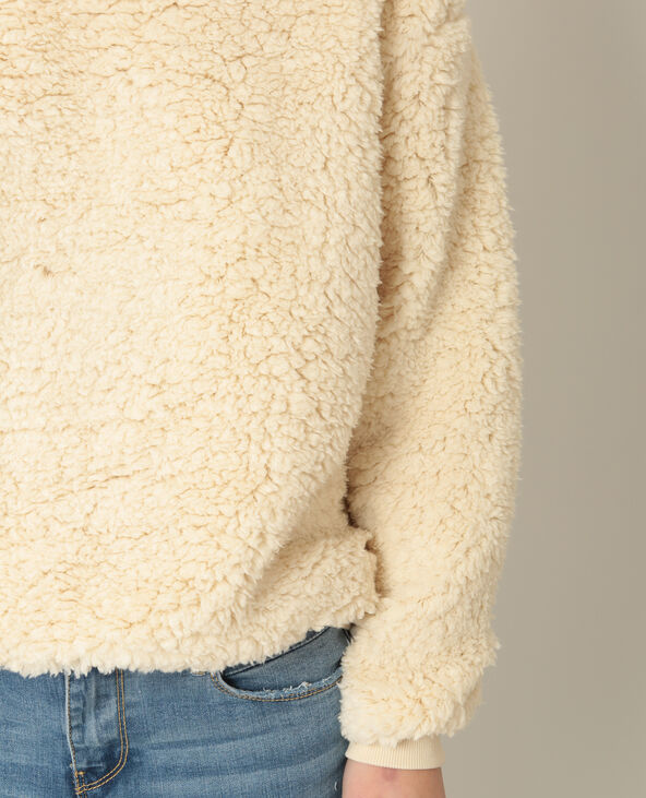 Sweat en fausse fourrure écru - Pimkie