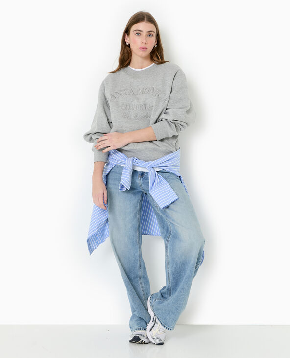 Sweat col rond avec broderie gris chiné - Pimkie