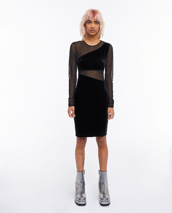 Robe courte et moulante bi-matière noir - Pimkie