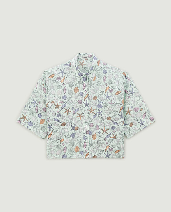 Chemisier cropped manches courtes bleu - Pimkie