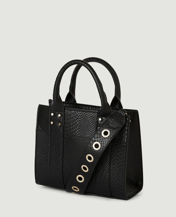 Sac à main effet croco noir - Pimkie