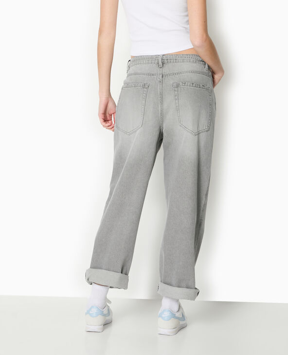Jean baggy taille basse avec ceinture à nouer gris clair - Pimkie