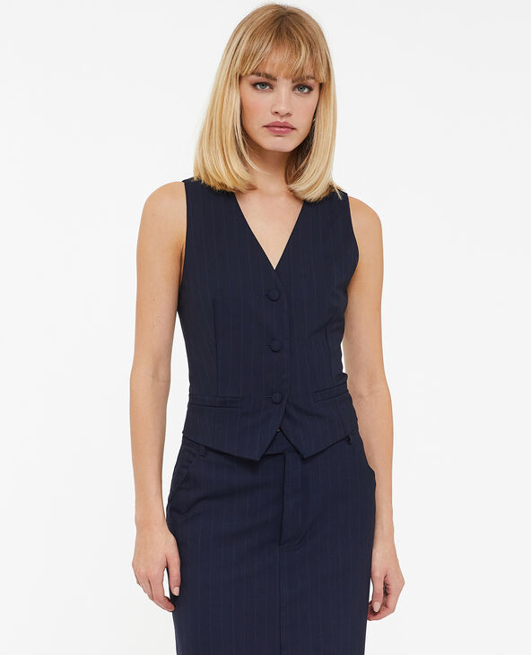 Gilet de barman avec rayures banquier bleu marine - Pimkie