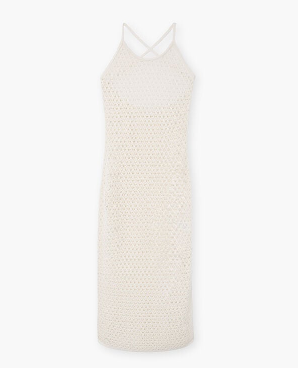 Robe longue dos-nu en maille crochet écru - Pimkie