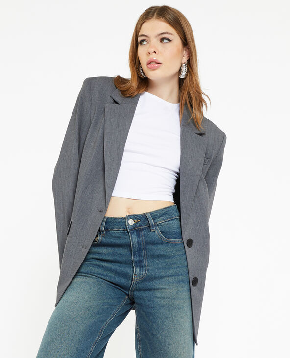 Veste blazer oversize avec épaulettes gris foncé - Pimkie