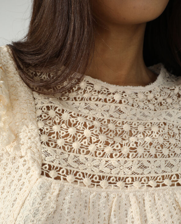 Blouse en dentelle et guipure taupe - Pimkie