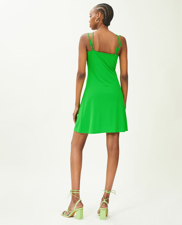 Robe courte avec doubles bretelles vert - Pimkie