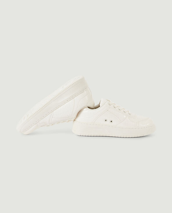 Sneakers en simili effet croco verni rose clair - Pimkie