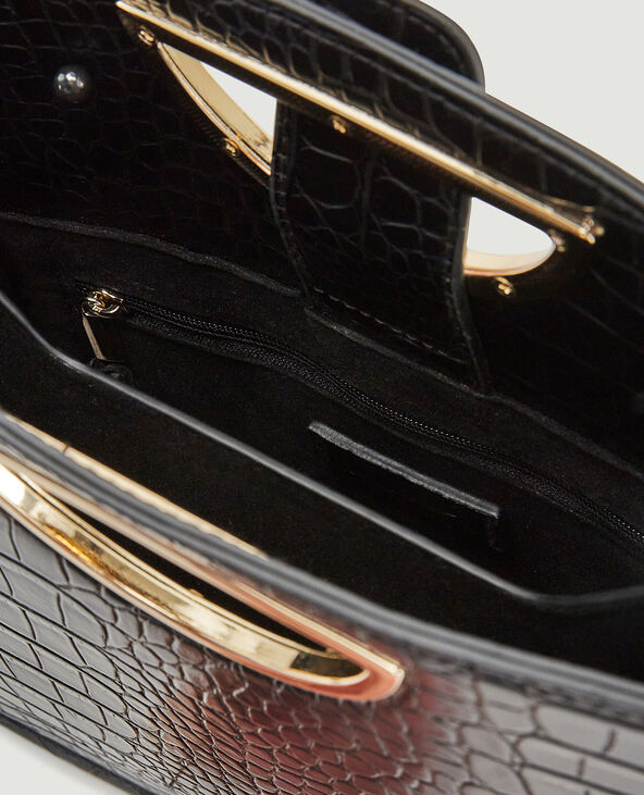Sac rigide effet croco noir - Pimkie