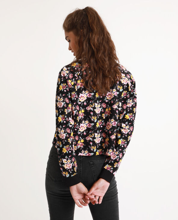 Sweat à fleurs noir - Pimkie