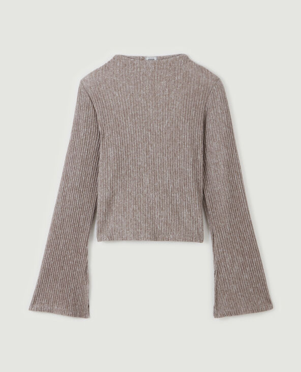 Top manches flare maille plissée marron - Pimkie