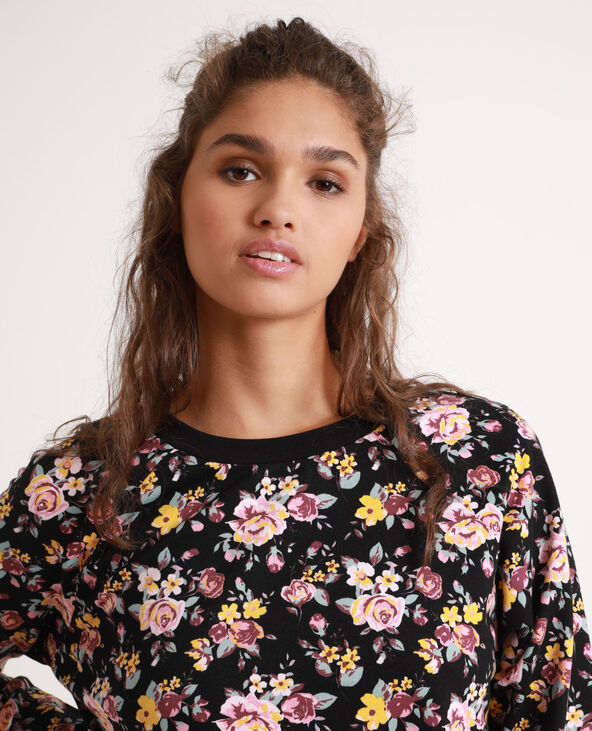 Sweat à fleurs noir - Pimkie