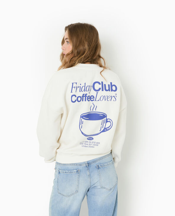 Sweat oversize avec print poitrine et dos blanc - Pimkie