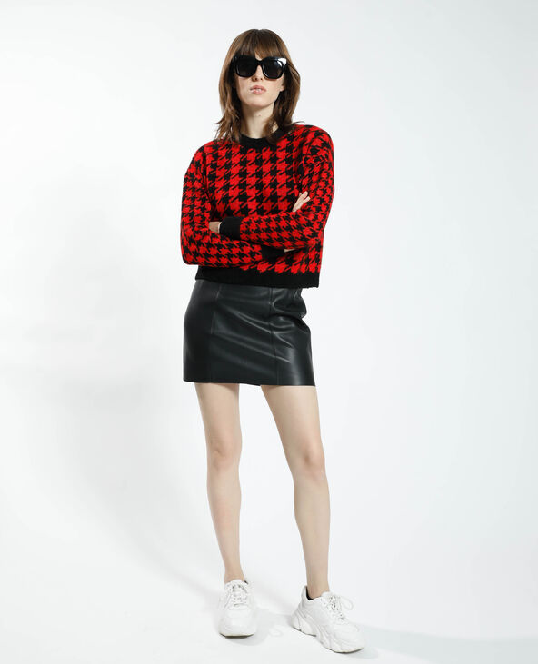Pull à motifs pied-de-poule rouge - Pimkie