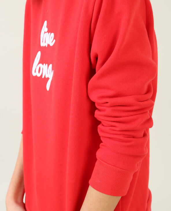Sweat "Live long" rouge - Pimkie