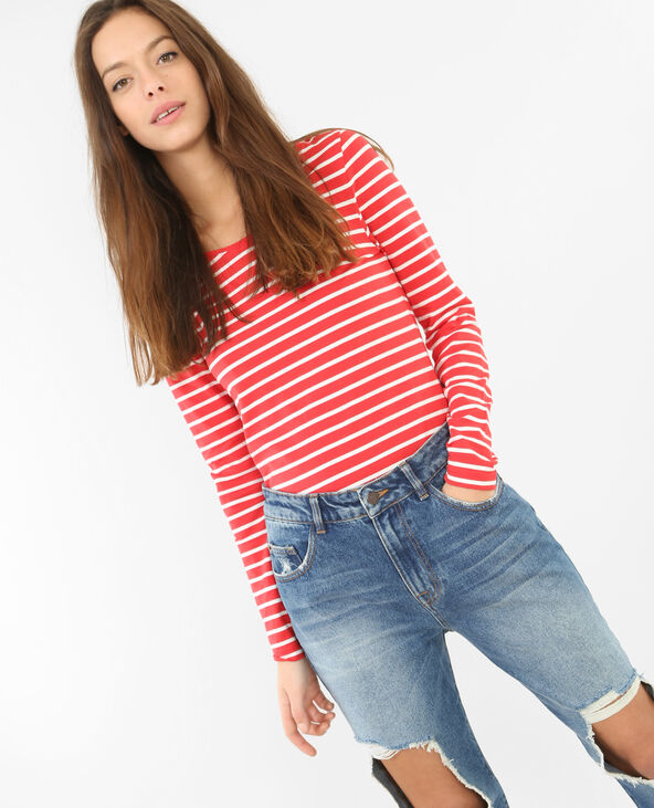 T-shirt rayé rouge - Pimkie