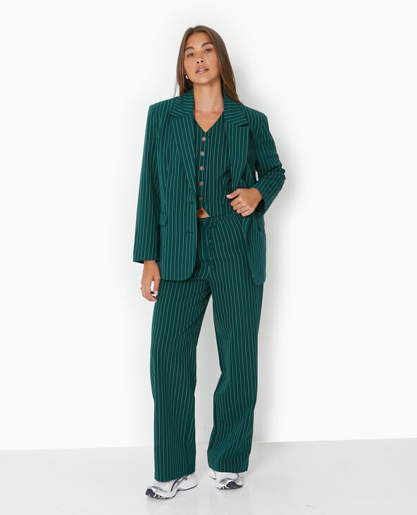 Gilet de barman avec rayures banquier vert foncé - Pimkie