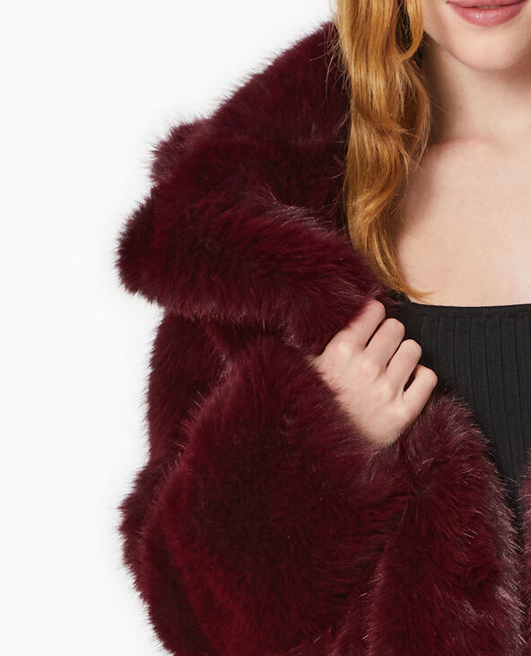 Manteau en fausse fourrure bordeaux - Pimkie