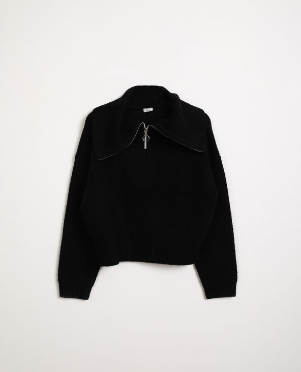 Pull col zippé noir - Pimkie