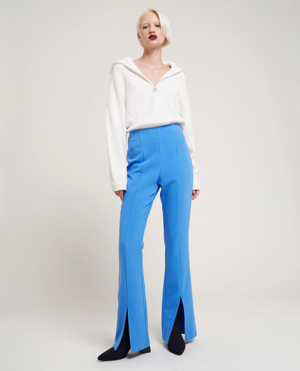 Pantalon flare taille haute fente devant bleu électrique - Pimkie