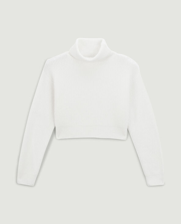 Pull cropped col roulé blanc - Pimkie
