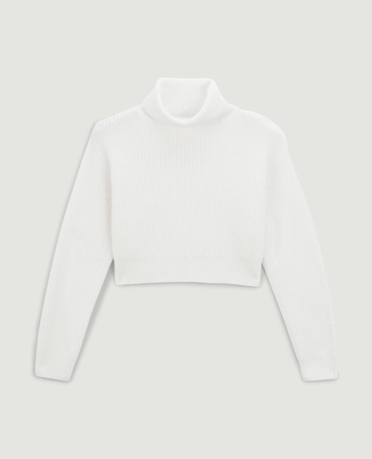 Pull cropped col roulé blanc - Pimkie