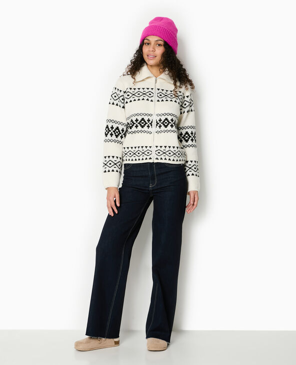 Gilet zippé motif jacquard blanc - Pimkie