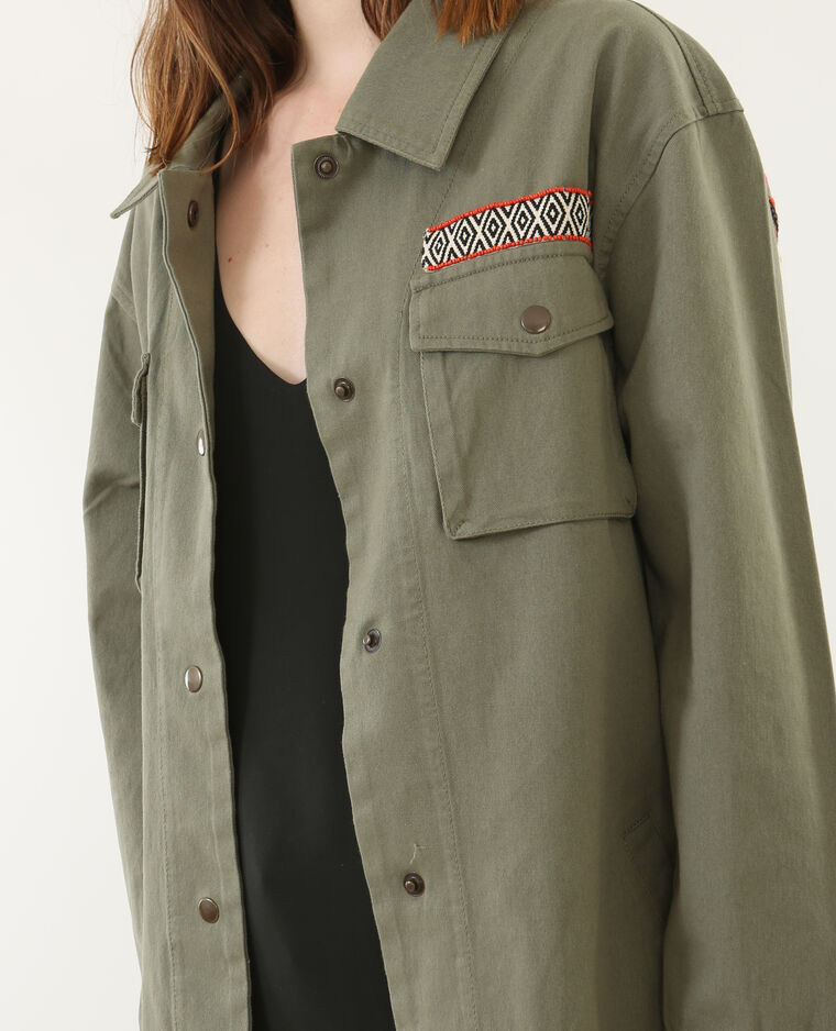 Veste longue ethnique vert kaki - Pimkie
