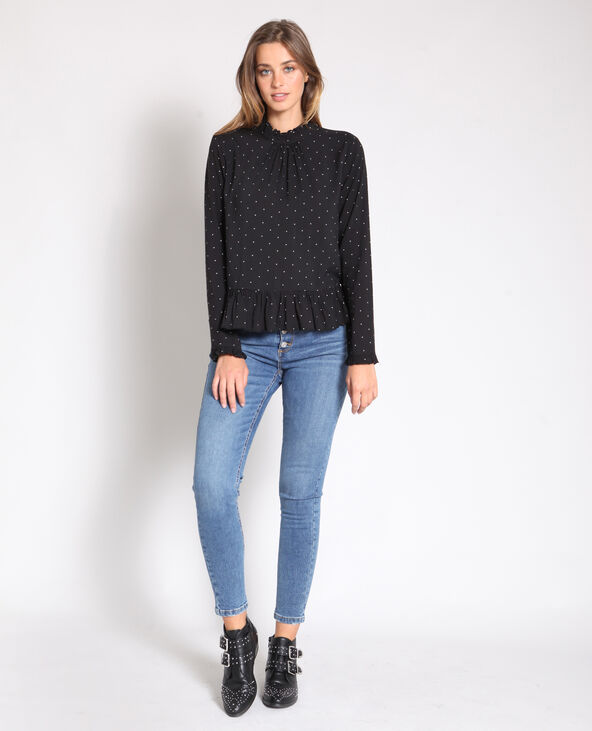 Blouse à petits pois noir - Pimkie