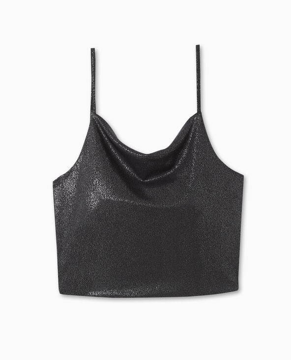 Top cropped dos-nu avec lurex noir - Pimkie