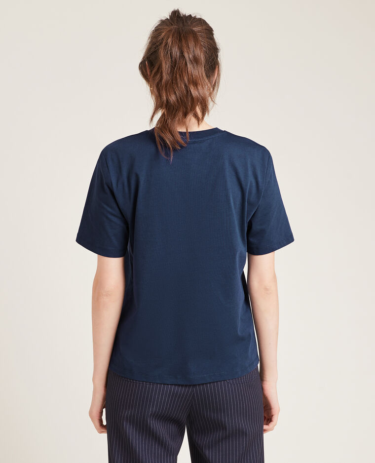 T-shirt col rond bleu foncé - Pimkie
