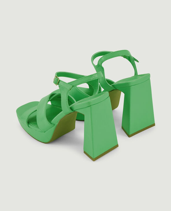 Sandales plateformes talon trapèze vert - Pimkie