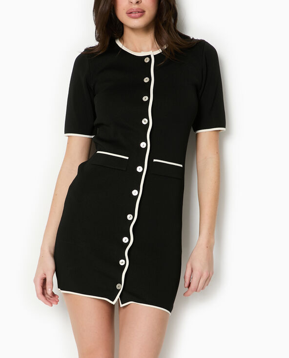 Robe courte boutonnée en maille noir - Pimkie