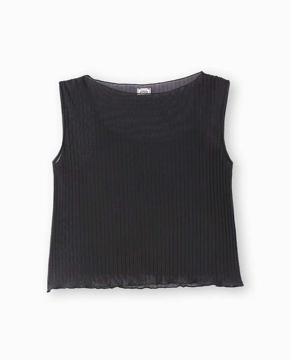 Top sans manche en tulle plissé noir - Pimkie