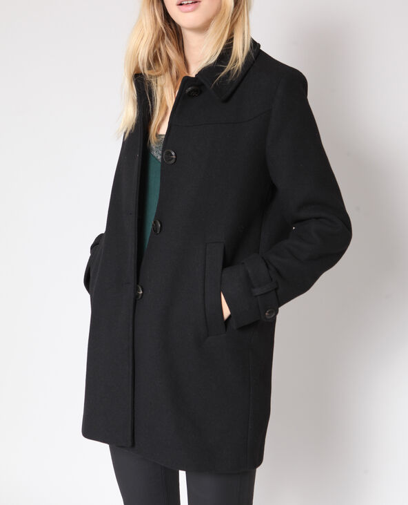 Manteau mi-long noir - Pimkie