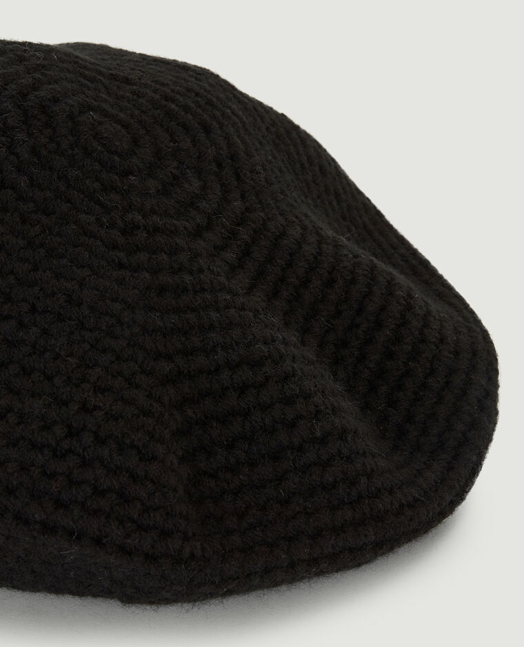 Béret maille effet crochet noir - Pimkie